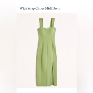 NWT Abercrombie Wide Strap Green Corset Midi Dress - Small